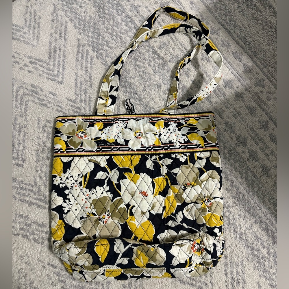 Vera Bradley Floral Quilted Tote Bag - Yellow, White, Black